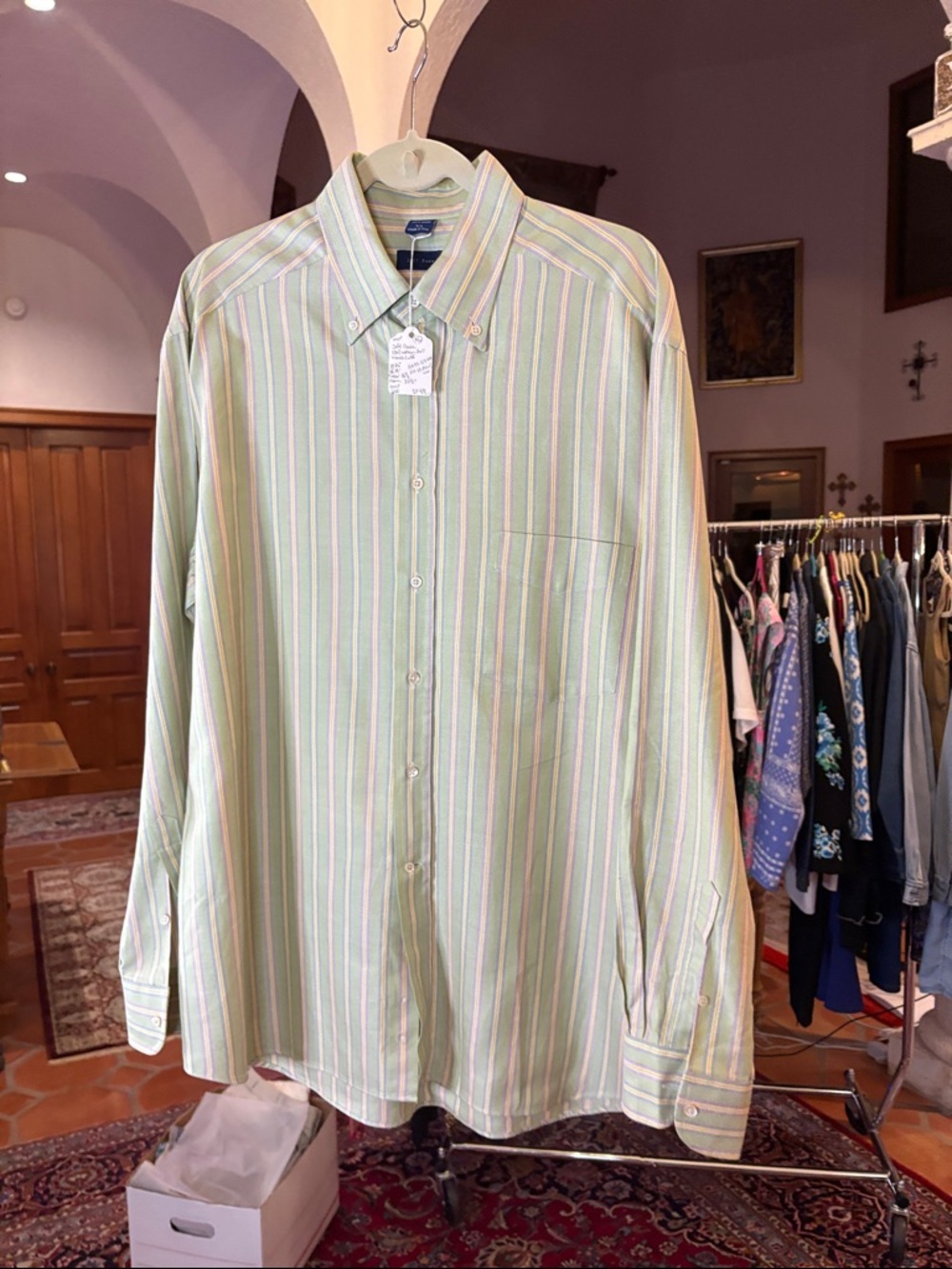 Jeff Rose Green Striped Button-Down Shirt
